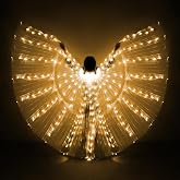 iMucci LED Lights Belly Dance Isis Wings - Bellydance Glow Angel dance Wings with Telescopic Sticks Flexible Rods Yellow