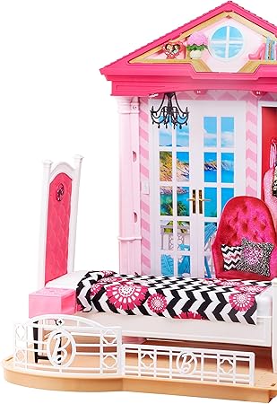 complete barbie home set with 3 dolls