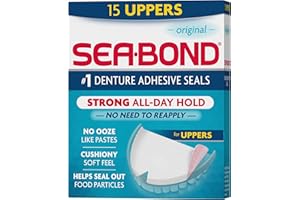 SEA-BOND Sea Bond Secure Denture Adhesive Seals, Original Uppers, Zinc-Free, All-Day-Hold, Mess-Free, 15 Count (Pack of 1)