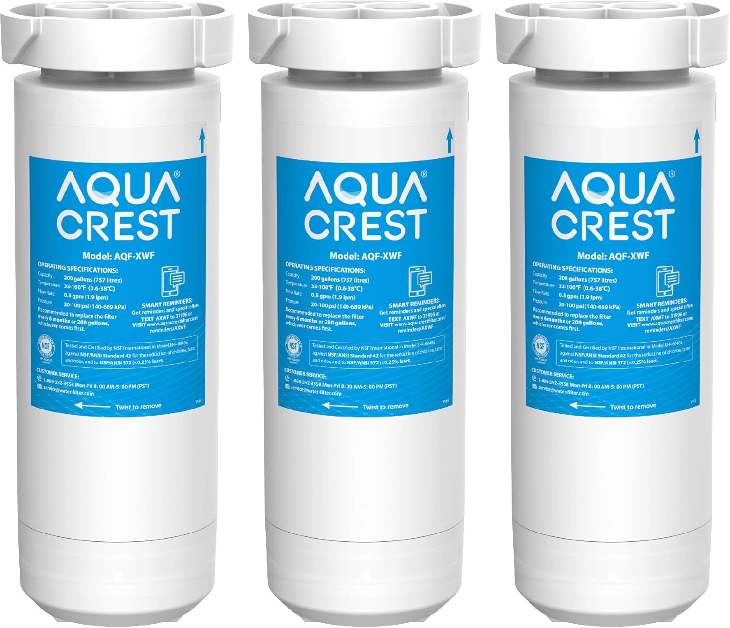Amazon Com Aquacrest Nsf Certified Xwf Refrigerator Water Filter Compatible With Ge Xwf Ge Refrigerator Models Starting With Gbe21 Gde21 Gde25 Gfe24 Gfe26 Gne21 Pack Of 3 Packaging May Vary Kitchen Dining