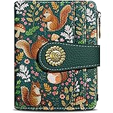 Kelvoris Cute Squirrels Small Rfid Women Wallet Bifold Zipper Coin Pocket PU Leather Compact Cash Credit Card Holder Travel Wallet for Female Ladies Teen Girls 1 ID Window 10 Card Slots