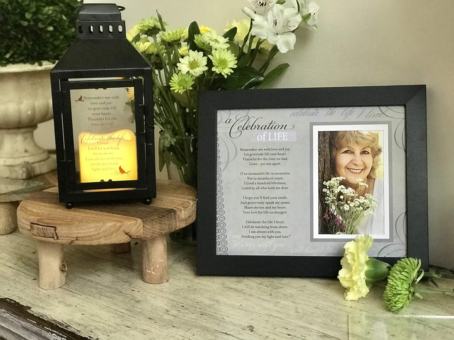Celebration of Life Memorial Lantern with Flickering LED Candle-Thoughtful Bereavement/Sympathy Gift for Loss of Loved One (Black): Home & Kitchen