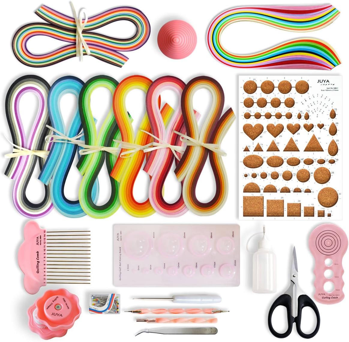 JUYA Paper Quilling Kits with 960 Strips and 13 Tools (Pink Tools