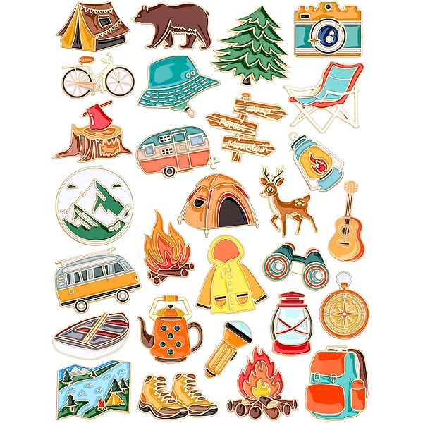 Voordeelset 5 emaille pins – speldje I love kamperen Collectie – I Love Kamperen Shop