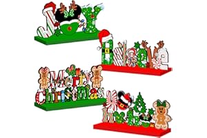 XHCYGWY Christmas Decorations Table Centerpiece 4pcs Gingerbread Christmas Party Decorations Wooden Signs Merry Christmas Table Topper Signs Photo Prop for Xmas Holidays Tiered Tray Decor