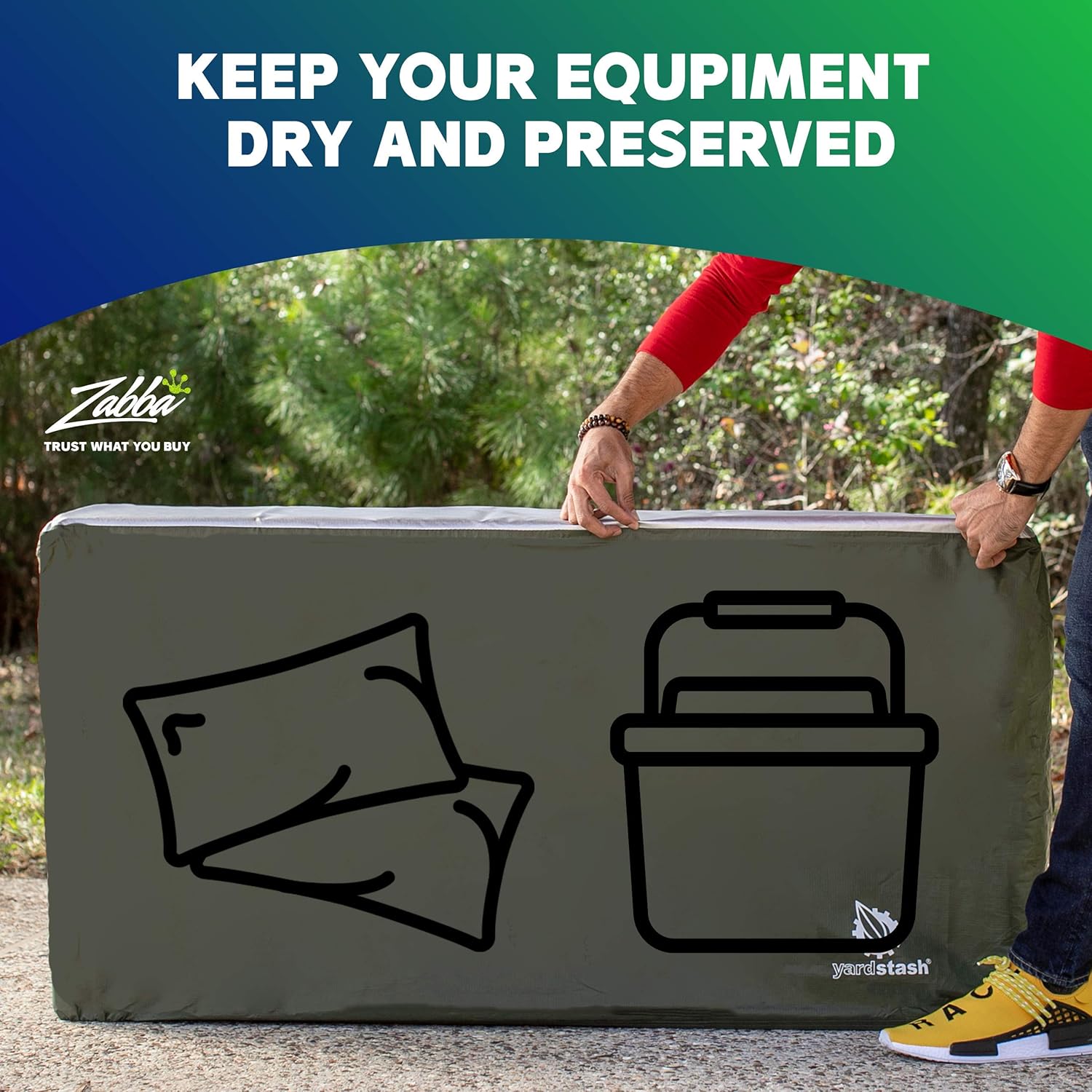 YardStash Deck Box Cover - Heavy Duty Outdoor Storage Box Cover, All Weather Covers for Deck Boxes, Protects from Rain, Wind, Snow, and Pests - UV Protected 210D & Heat Shielding 600D Fabric – XL – Green: Home Improvement