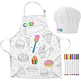 TOVLA JR. Apron Gift Set for Kids with Pocket for Boys and Girls, Comfortable Cotton Canvas for Baking and cooking