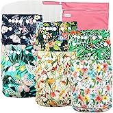Leekalos Cloth Diapers Reusable for Boys and Girls, Baby Diaper Cloth with Inserts & Wet Bag One Size