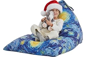 Nobildonna Stuffed Animal Storage Bean Bag Chair Cover for Kids Teens (No Filler) 250L Washable Large Beanbag Cover for Kids' Room Organizing Plush Toys or Home Living Room Textile,Starry Night