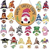 CroBlissful 41 Pcs Interchangeable Iron Gnome Decor Valentines St. Patrick's Day Easter Seasonal Gnomes with Magnet Welcome Sign for Holiday Ornaments