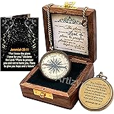 For I Know The Plans I Have For You Brass Magnetic Compass Engraved with Scripture Jeremiah 29:11, Directional Compass, Religious Gifts For Men, Easter Gifts For Teen Boys