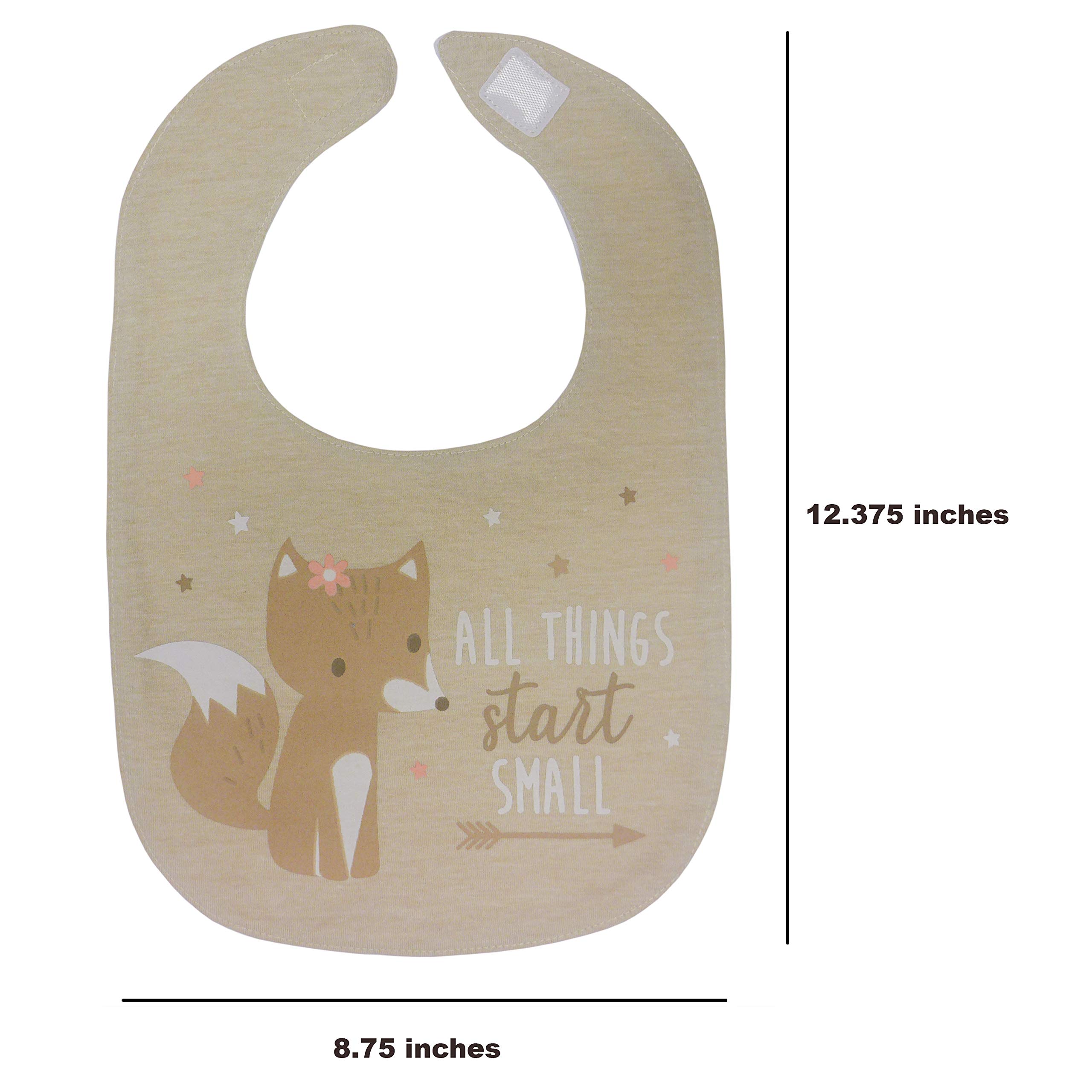 Neat Solutions 5 Pack Aspirational Bib Set with Mixed Fabrics & Water Resistant Inner Core - Girl, Grey Oatmeal While