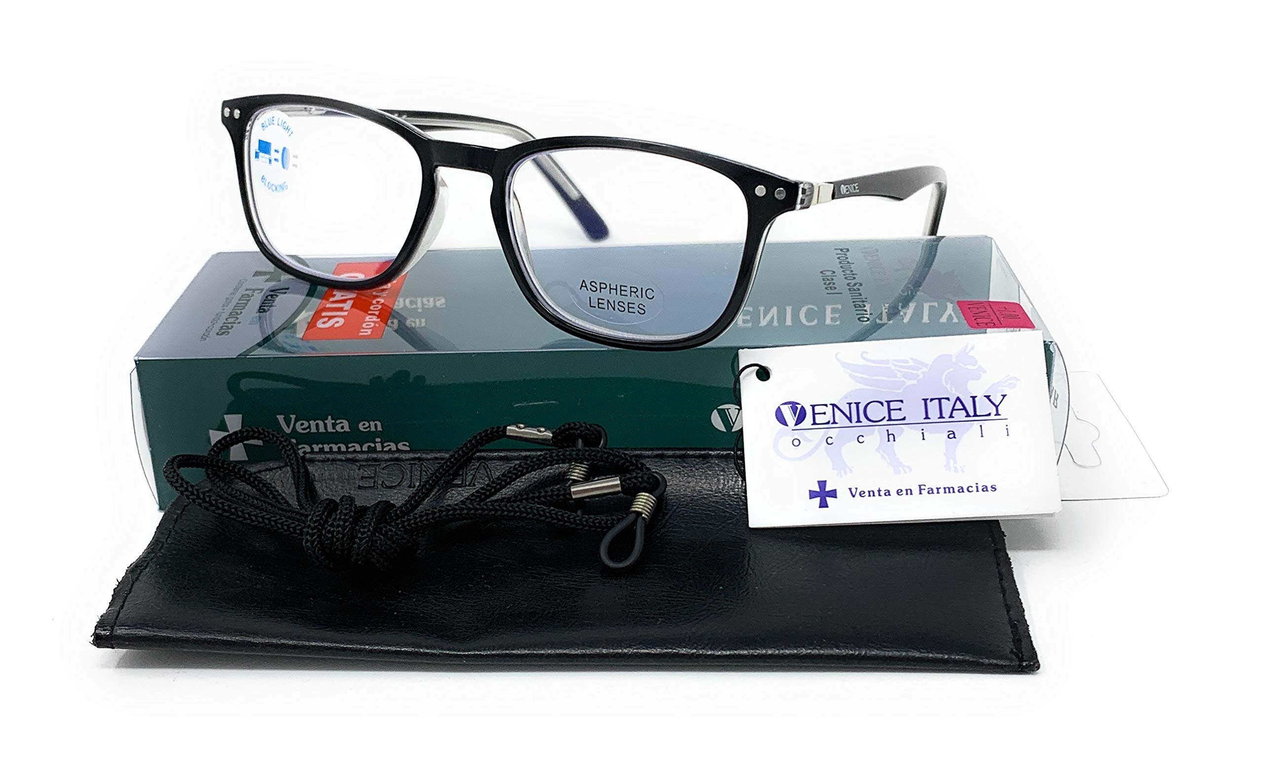 Blue Light Blocking Reading Glasses Model "Professional Coti" Computer Reading Glasses, Gaming for Men and Women Fashion Pharmacy Quality - 5 Colors Options (Black, +2.00)