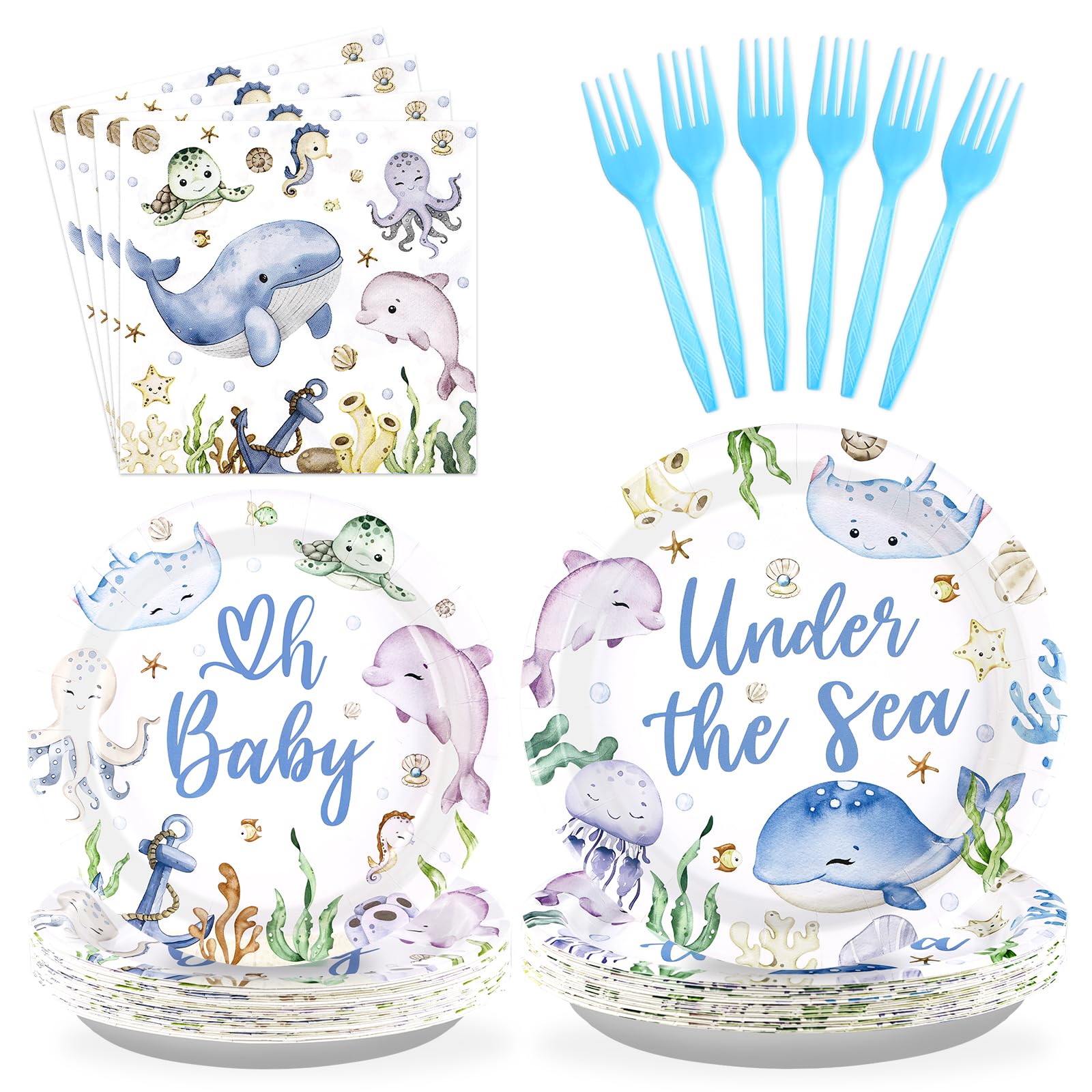 96Pcs Under The Sea Baby Shower Decorations Ocean