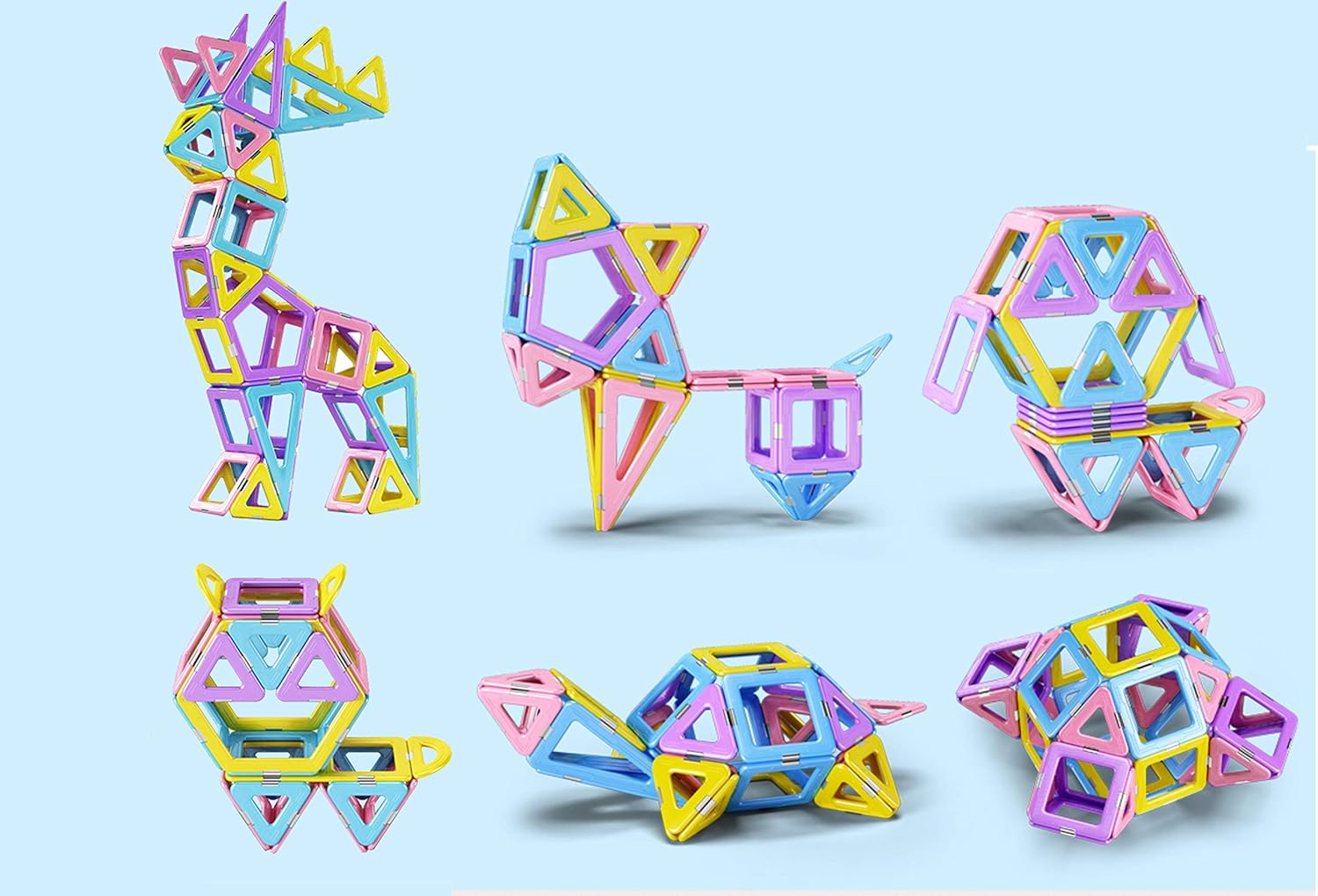 dreambuilderToy 108 Piece Magnetic Tiles,Magnet Stacking Blocks,STEM Building Blocks Preschool Educational Construction Kit，3D Magnetic Toys (108 Pieces): Toys & Games