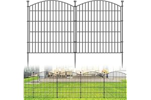 Decorative Garden Metal Fence 10 Pack, 32 in (H) x 23.6 ft (L) No Dig Dog Animal Barrier for Yard, Animal Ground Stakes Fenci