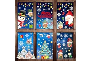 AOWDIAO Christmas Decorations 210 Pcs Christmas Window Clings for Glass Double-Side Reusable Cute Winter Holiday Window Stickers Decals Kids Home Decor
