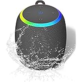 ZICOROOP Bluetooth Speaker, Portable Wireless Bluetooth 5.3, 15W Clear Bass, IPX6 Waterproof, LED Lights, AUX/TF/USB, Dual TWS Pairing, 12H Playtime, Small Speakers for Home Outdoor Beach, Ideal Gift
