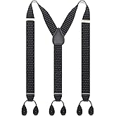 Y Back Button 1.4" Suspenders for Men with Stylish Leather Button Ends Long Lasting Stretch Ultimate Fashion