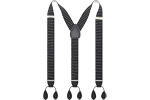 TIMIOT Y Back Button 1.4" Suspenders for Men with Stylish Leather Button Ends Long Lasting Stretch Ultimate Fashion