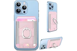 TopMade for MagSafe Wallet with Phone Grip, 3-in-1 Strong Magnetic Phone Wallet Fit 7 Cards Holder for iPhone 16/15/14/13/12 Series, Phone Ring Stand, RFID Blocking, Leather, Slim, Pink