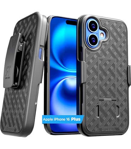 Funda Encased SlimShield diseñada para iPhone 15 con clip para cinturón y funda (compatible con