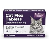 Cat Flea Treatment Tablets for Cats, Nitenpyram 11.4 mg, 18 Count | Nitenpyram 11.4 mg oral tablets for cats and kittens 2 lb and up; 18-count pack for when fleas are seen