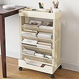 COVAODQ Book Cart with Wheels Mobile Bookshelf