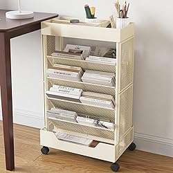 COVAODQ Book Cart with Wheels Mobile Bookshelf
