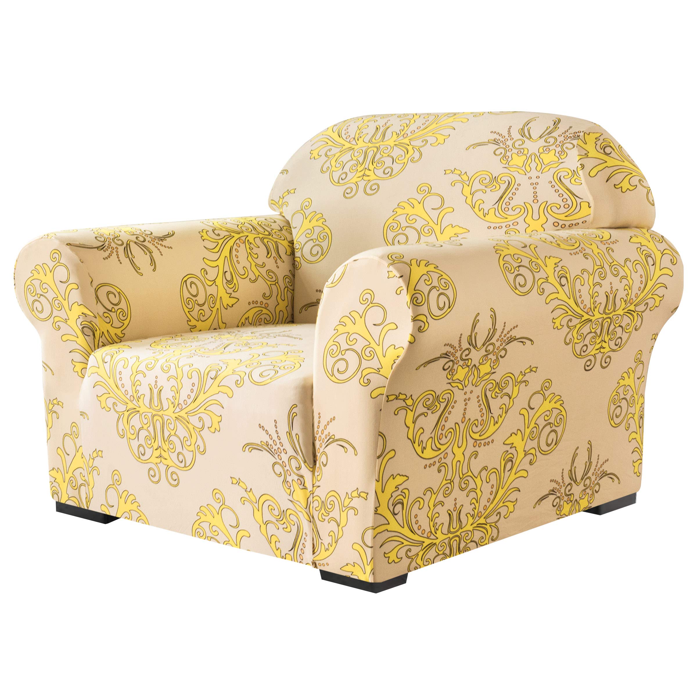 SU SUBRTEX Soft Stretch Sofa Cover 1 Piece printed Washable Covers Chair Furniture Protector Elastic Couch for Kids/Dogs(Chair,Yellow), VCUKSBTSFT003ABY0S