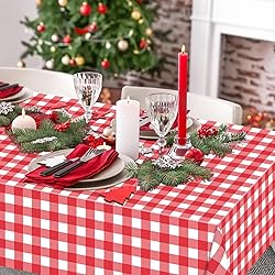 WNINK 4 Pack Red Gingham Tablecloth Rectangular Red