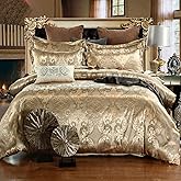 TUMAN Pro Duvet Cover Set European Luxury Satin Embroidery 3-Piece Bedding Set Soft Comfortable and Lightweight Rose Gold King Duvet Cover (No Quilt) (Rose Gold, King)