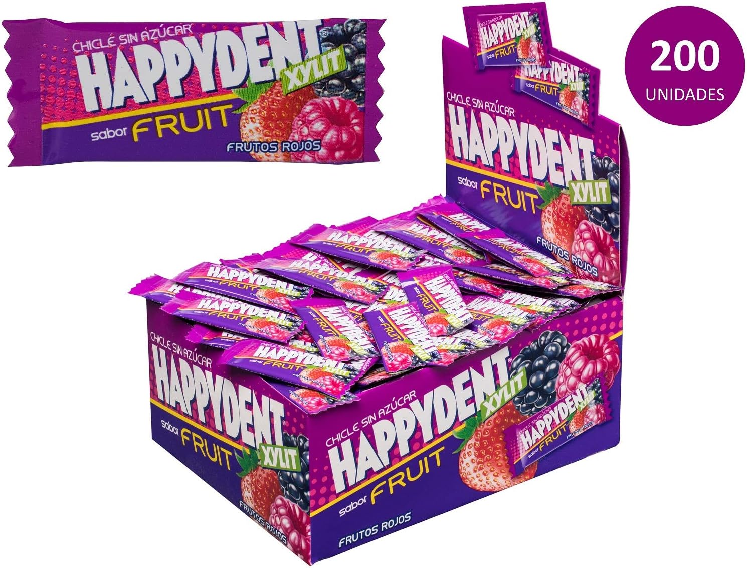 Happydent Frutos Rojos, Chicle Sin Azúcar - 200 unidades: Amazon.es: Alimentación y bebidas