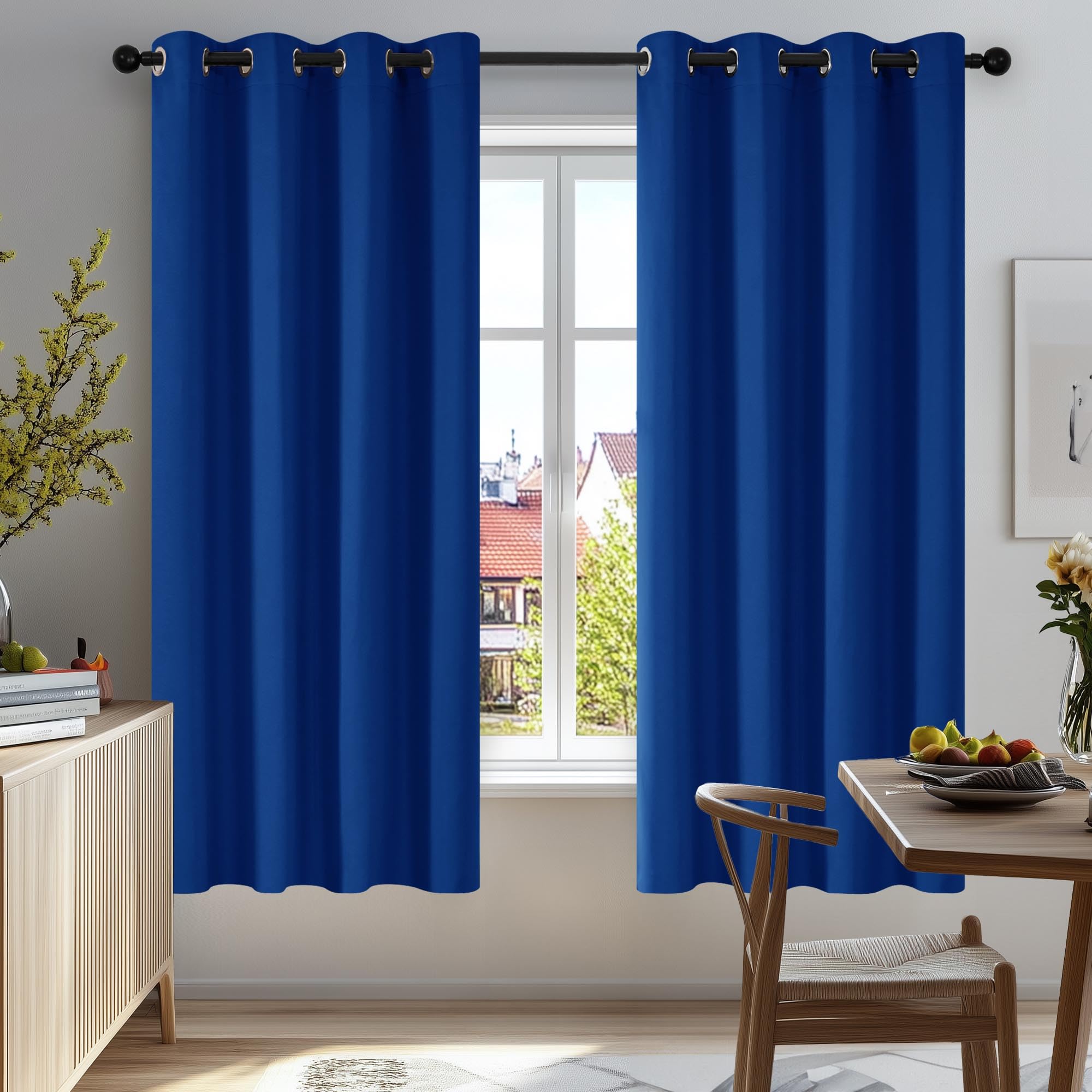 Deconovo Blue Blackout Curtains Eyelet Thermal Insulated Bedroom Blackout Curtains for Living Room 46 x 54 Inch Drop 2 Panels