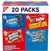 Nabisco Snacks Variety Pack, 4 Flavors, Cookies &amp; Crackers, 20 Snack Packs | OREO Minis, NUTTER BUTTER Bites, CHIPS AHOY! Minis Cookies, and RITZ Bits Cheese Sandwich Crackers, Individually Wrapped
