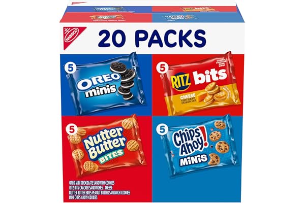 Nabisco Snacks Variety Pack, OREO Minis, Nutter Butter Bites, CHIPS AHOY! Minis Cookies, and RITZ Bits Cheese Sandwich Crackers, 20 Snack Packs