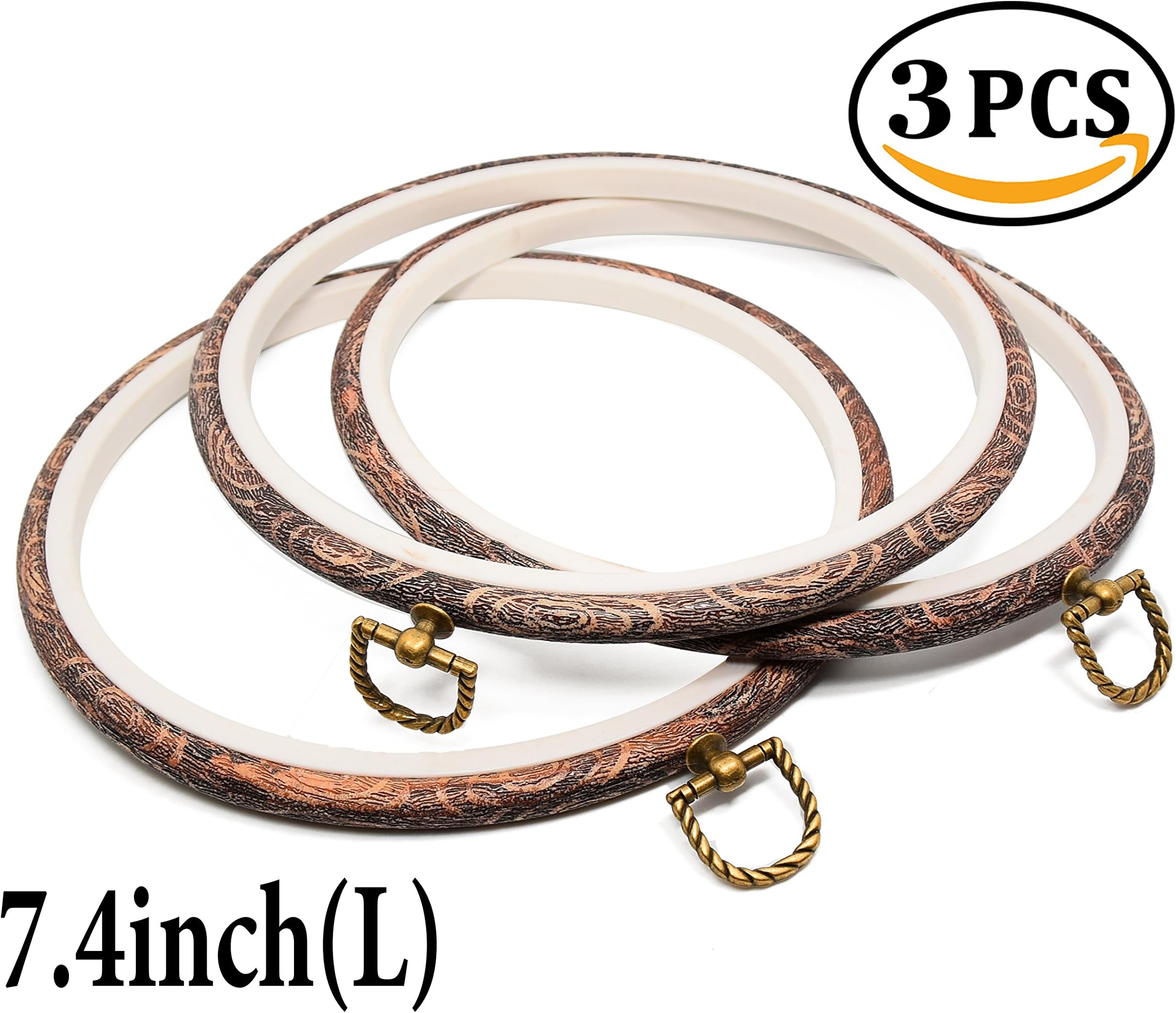 Embroidery Hoops Cross Stitch Hoop Ring Imitated Wood Circle Set Display Frame For Art Craft Handy Sewing And Hanging-3 PCS/Size-L