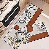 Tayney Mid Century Boho Home Kitchen Rugs and Mats Non Skid Washable Set of 2, Bohemian Mats for Floor, Abstract Geometric Runner Rug, Modern Minimalist Kitchen Decor