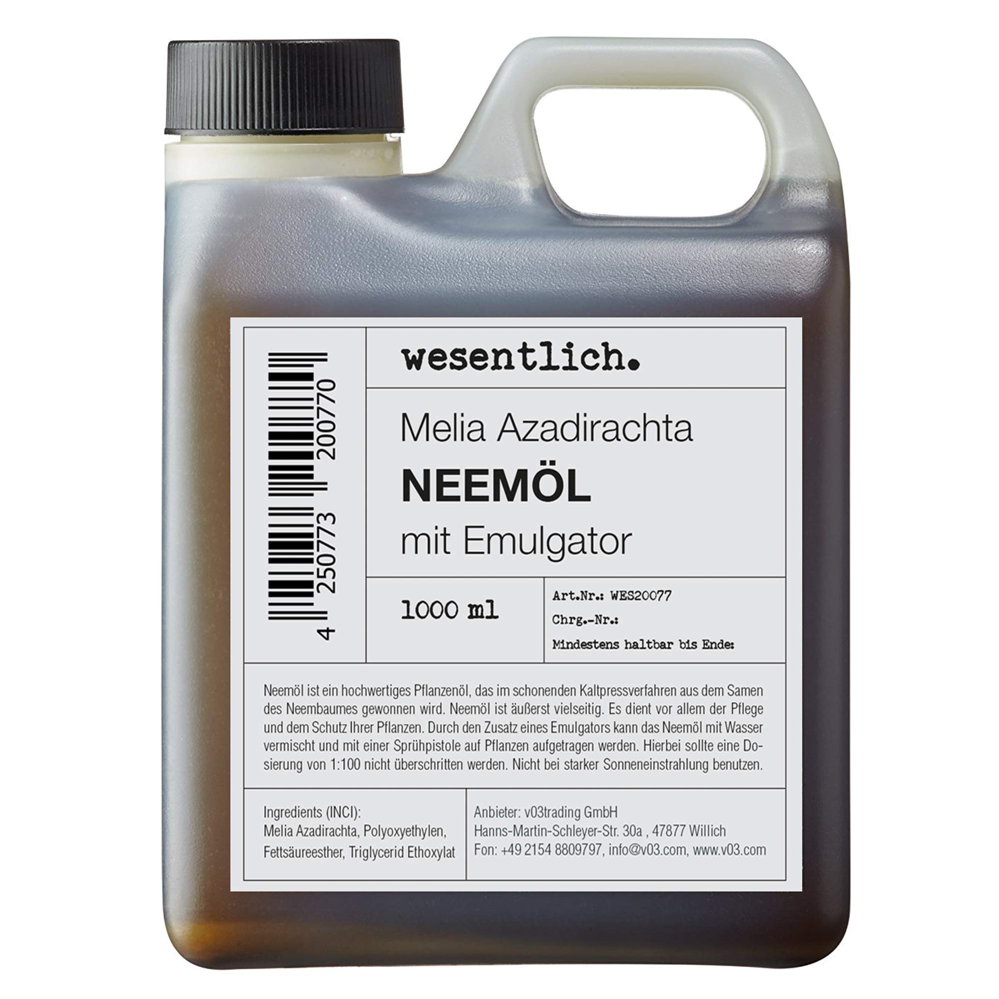 Neem oil with emulsifier 1000 ml - pre-mixed for immediate use of the product