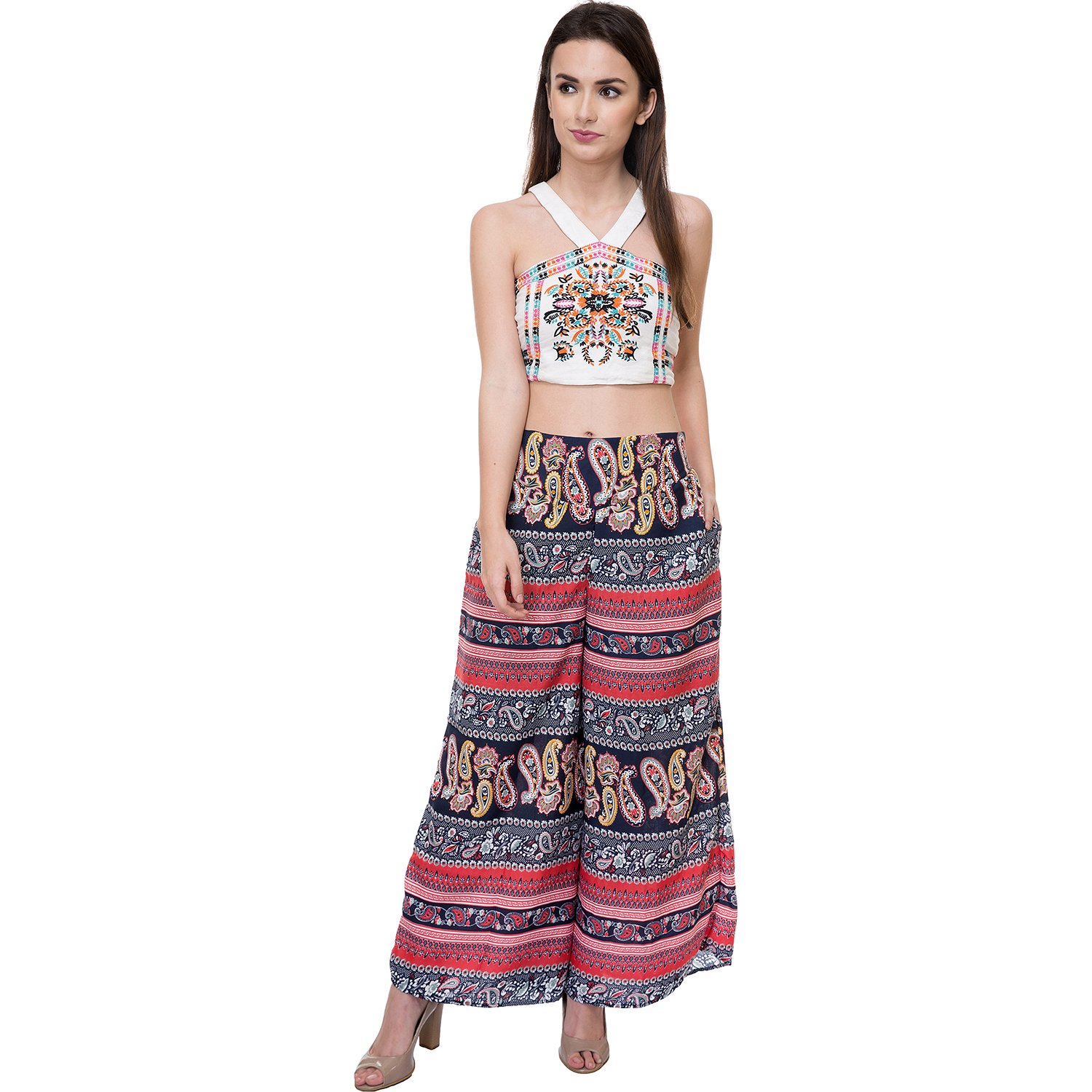 tashi printed poly crepe stylish plazzo for women pack of 2