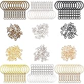EOKOW 360 PCS Key Chain Rings Set: 60pcs with Open Jump Rings & Chain, 300pcs Small Screw Eye Pins - DIY Jewelry Making Kit (Silver, Gold, Bronze)