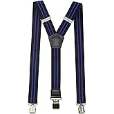 Timiot Premium Men's Y-Back Suspenders Stretch Perfect 1.5" Width for Work Style Formal Strong Heavy Duty Clips