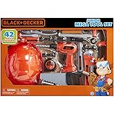 BLACK+DECKER Junior Kids Tool Set - Mega Tool Set with 42 Tools & Accessories! Role Play Tools for Toddlers Boys & Girls Ages 3 Years Old and Above, Includes Helmet! (58505)