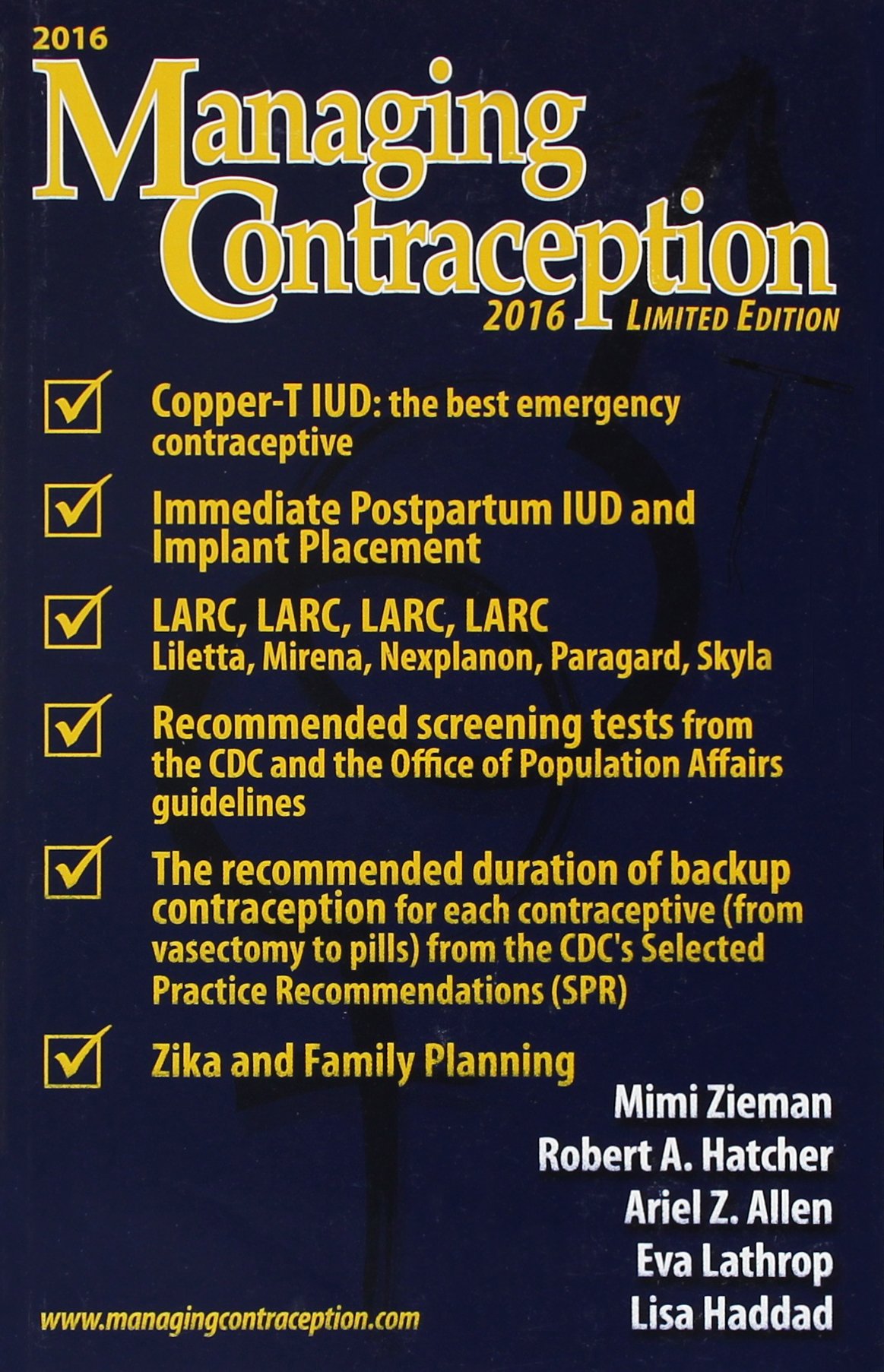 Managing Contraception 2016 Limited Edition Zieman Mimi 9780692602188 Amazon Com Books