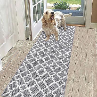 SHACOS Hallway Runner Rug 50x150 cm Non Slip Grey Narrow Carpet