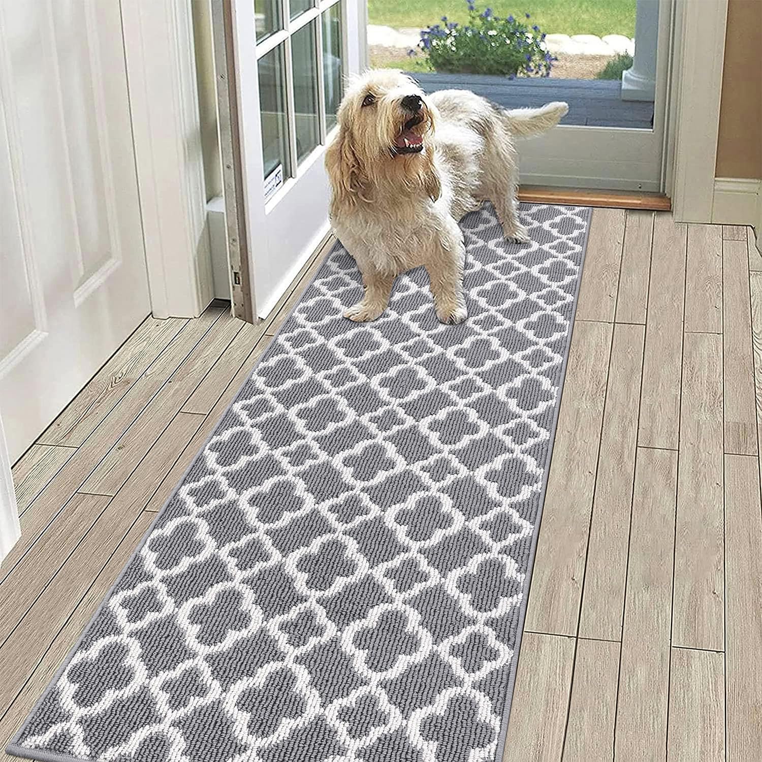 SHACOS Hallway Runner Rug 50 x 150 cm Non Slip Narrow Hall Runner Kitchen Rugs Carpet Runner for Hallway Kitchen Entryway Laundry Room, Grey
