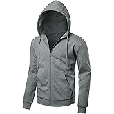 ALTHLEMON Men's Lightweight Zip Up Hoodie Long Sleeve Sweatshirt Athletic Slim Fit Basic Jacket with Pockets(Regular & Tall)(Charcoal Heather 2XL Tall)