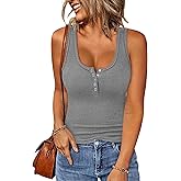 BTFBM 2026 Spring Tops for Women Summer Scoop Neck Ribbed Henley Button Sleeveless Casual Basic Tank Top Clothes Outfits