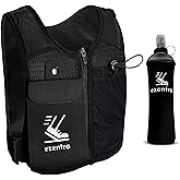 EZENTRA Running Vest Zip, Reflective Running Vests with 6 Pockets, 500ml Hydration Bottle, Adjustable Chest & Waistband, Breathable Material, Chest Pack Gear, Phone Holder, Men & Women