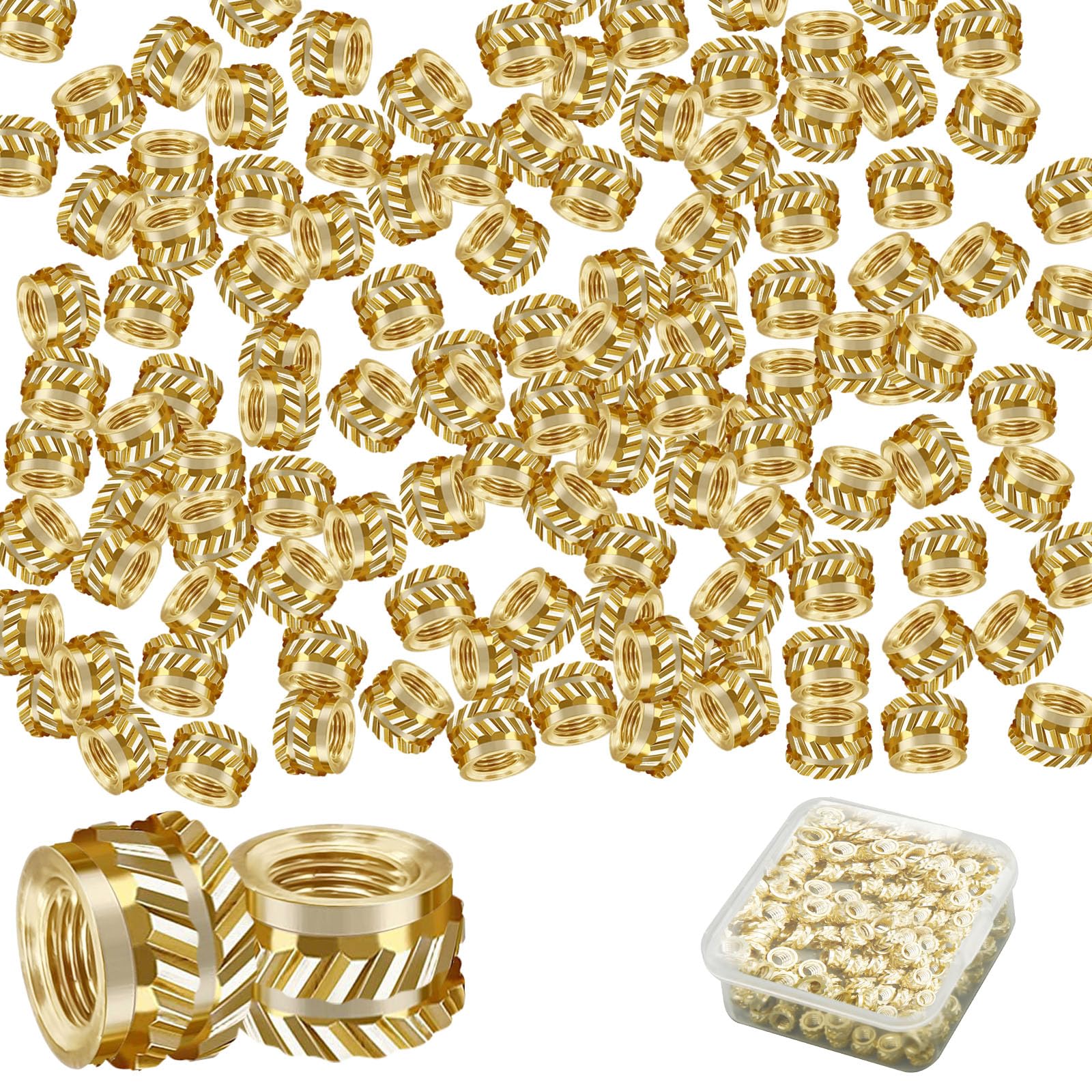 100Pcs M3 Threaded Insert, M3 Heat Set Inserts Brass Nuts Inserts Threaded Inserts for Plastic, Embedment Knurled Brass Thread Screws Heat Set Insert Tool for 3D Printing Automotive Plastic Shell